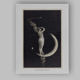 Victorian Moon Goddess Celestial Night Antique Illustration Canvas Wall Art Print Decor Picture Ready to Hang