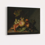 Dutch Master Fruit Still Life With Grapes Melon And Peaches Canvas Wall Art Print Decor Picture Ready to Hang
