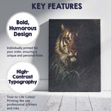 Dark Tiger Portrait Emerging From Forest Shadows Canvas Wall Art Print Decor Picture Ready to Hang