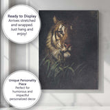 Dark Tiger Portrait Emerging From Forest Shadows Canvas Wall Art Print Decor Picture Ready to Hang