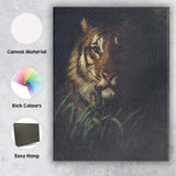 Dark Tiger Portrait Emerging From Forest Shadows Canvas Wall Art Print Decor Picture Ready to Hang