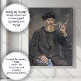 Bearded Gentleman Smoking Pipe Classic Portrait Canvas Wall Art Print Decor Picture Ready to Hang