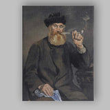 Bearded Gentleman Smoking Pipe Classic Portrait Canvas Wall Art Print Decor Picture Ready to Hang