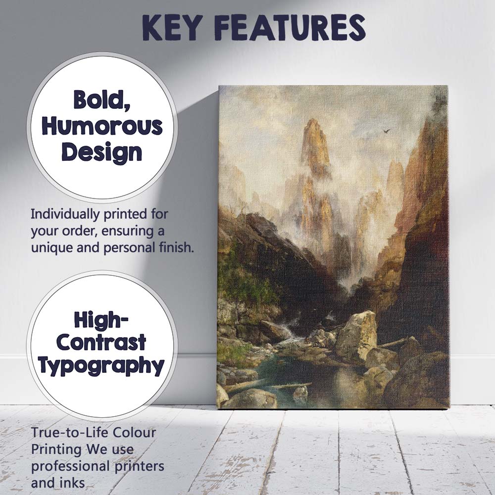 Majestic Canyon Mountain Valley River Landscape Canvas Wall Art Print Decor Picture Ready to Hang
