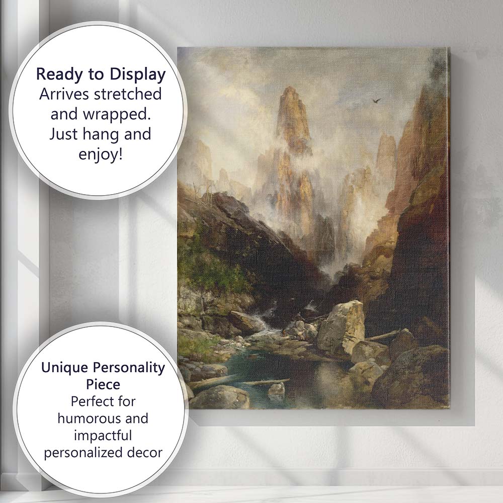 Majestic Canyon Mountain Valley River Landscape Canvas Wall Art Print Decor Picture Ready to Hang