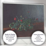 Dark Background Red Verbena Floral Still Life Canvas Wall Art Print Decor Picture Ready to Hang