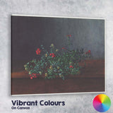 Dark Background Red Verbena Floral Still Life Canvas Wall Art Print Decor Picture Ready to Hang