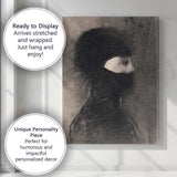 Symbolist Veiled Woman Portrait Monochrome Charcoal Style Canvas Wall Art Print Decor Picture Ready to Hang