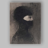 Symbolist Veiled Woman Portrait Monochrome Charcoal Style Canvas Wall Art Print Decor Picture Ready to Hang