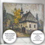 Rustic Countryside Church Village Landscape Impressionist Painting Canvas Wall Art Print Decor Picture Ready to Hang