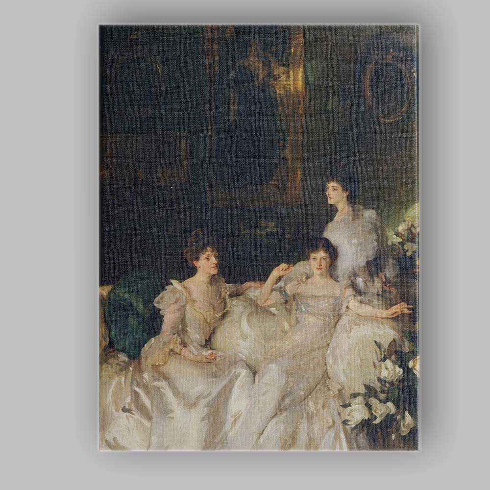 Elegant Edwardian Ladies in White Gowns Classic Portrait Canvas Wall Art Print Decor Picture Ready to Hang