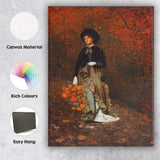 Victorian Lady Autumn Woodland Portrait Warm Orange Tones Canvas Wall Art Print Decor Picture Ready to Hang