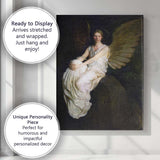 Dreamlike Angel Figure Seated on Stone Ethereal Portrait Canvas Wall Art Print Decor Picture Ready to Hang
