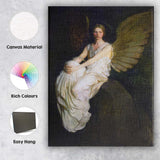 Dreamlike Angel Figure Seated on Stone Ethereal Portrait Canvas Wall Art Print Decor Picture Ready to Hang