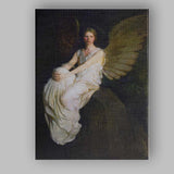 Dreamlike Angel Figure Seated on Stone Ethereal Portrait Canvas Wall Art Print Decor Picture Ready to Hang