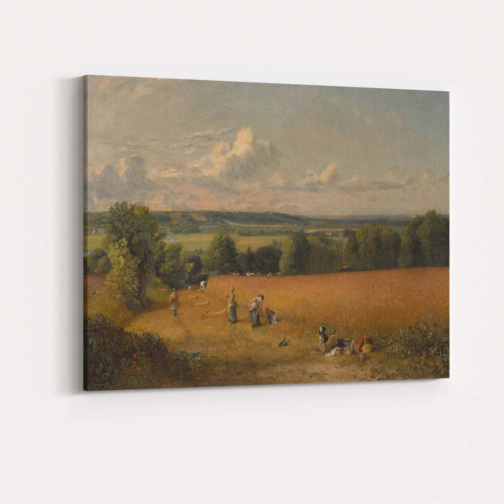 Golden Harvest Field Rural Farming Landscape Traditional Painting Canvas Wall Art Print Decor Picture Ready to Hang