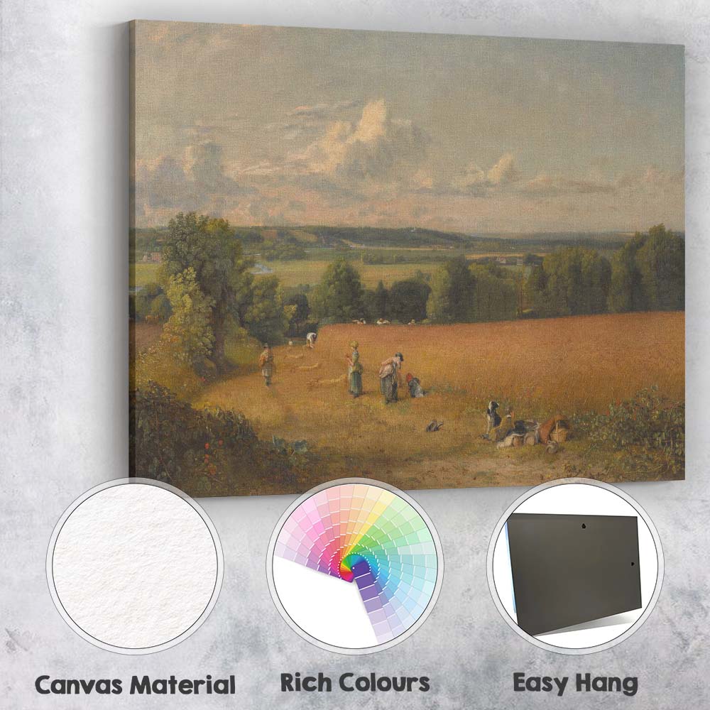 Golden Harvest Field Rural Farming Landscape Traditional Painting Canvas Wall Art Print Decor Picture Ready to Hang