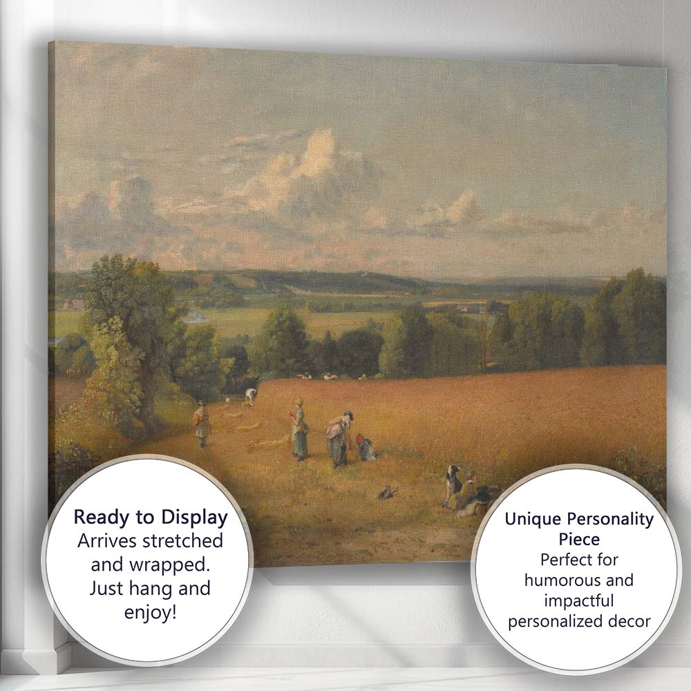 Golden Harvest Field Rural Farming Landscape Traditional Painting Canvas Wall Art Print Decor Picture Ready to Hang