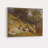 Traditional Sheep Shearing Scene Country Farm Life Painting Canvas Wall Art Print Decor Picture Ready to Hang