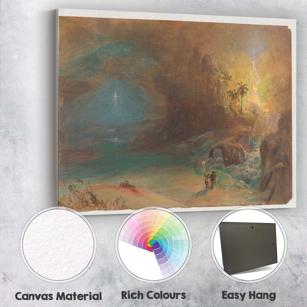 Mystical Waterfall Grotto Spiritual Light Fantasy Landscape Canvas Wall Art Print Decor Picture Ready to Hang