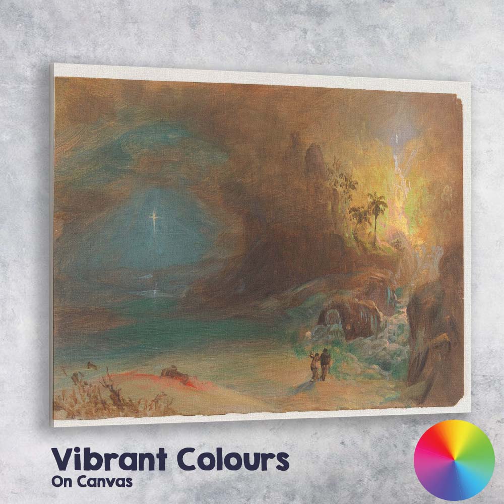 Mystical Waterfall Grotto Spiritual Light Fantasy Landscape Canvas Wall Art Print Decor Picture Ready to Hang