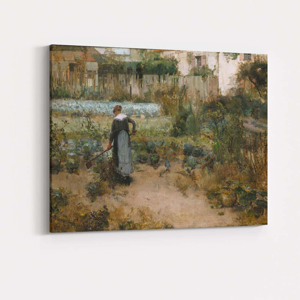 French Kitchen Garden Woman Harvesting Vegetables Impressionist Canvas Wall Art Print Decor Picture Ready to Hang