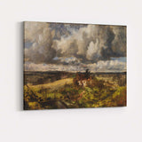 Dramatic Storm Clouds Over Farmhouse Countryside Landscape Canvas Wall Art Print Decor Picture Ready to Hang