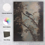 Elegant Songbird on Blossom Branch Contemporary Nature Canvas Wall Art Print Decor Picture Ready to Hang