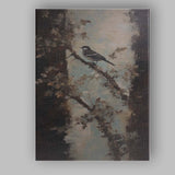 Elegant Songbird on Blossom Branch Contemporary Nature Canvas Wall Art Print Decor Picture Ready to Hang