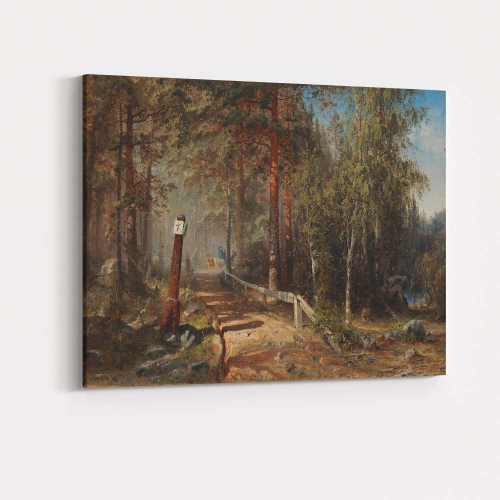 Sunlit Forest Path and Wooden Bridge Woodland Landscape Canvas Wall Art Print Decor Picture Ready to Hang