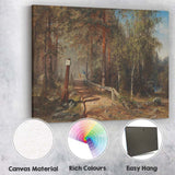 Sunlit Forest Path and Wooden Bridge Woodland Landscape Canvas Wall Art Print Decor Picture Ready to Hang
