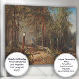 Sunlit Forest Path and Wooden Bridge Woodland Landscape Canvas Wall Art Print Decor Picture Ready to Hang