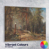 Sunlit Forest Path and Wooden Bridge Woodland Landscape Canvas Wall Art Print Decor Picture Ready to Hang