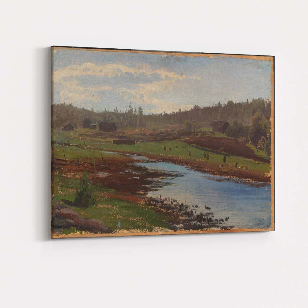 Peaceful Countryside Pond and Meadow Landscape Canvas Wall Art Print Decor Picture Ready to Hang