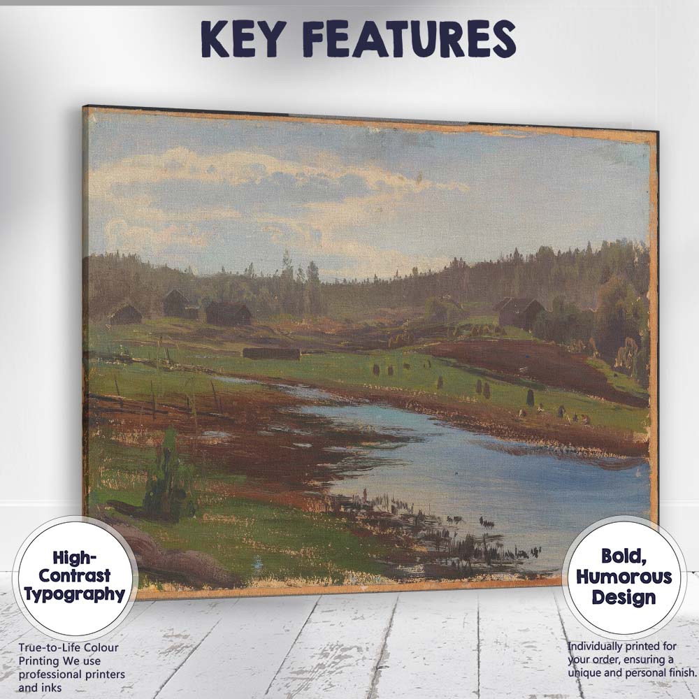 Peaceful Countryside Pond and Meadow Landscape Canvas Wall Art Print Decor Picture Ready to Hang