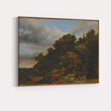 Dark Woodland Hillside Landscape with Shepherd and Sheep Canvas Wall Art Print Decor Picture Ready to Hang