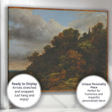 Dark Woodland Hillside Landscape with Shepherd and Sheep Canvas Wall Art Print Decor Picture Ready to Hang