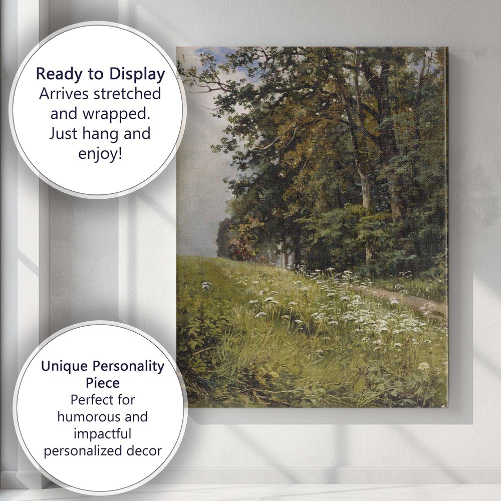 Summer Woodland Meadow Wildflower Path Landscape Canvas Wall Art Print Decor Picture Ready to Hang