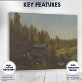 Forest Cabin Watermill Stream Rustic Landscape Canvas Wall Art Print Decor Picture Ready to Hang