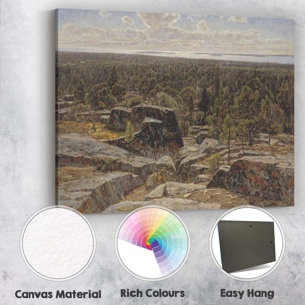 Scandinavian Rocky Forest Panorama Wilderness Landscape Canvas Wall Art Print Decor Picture Ready to Hang