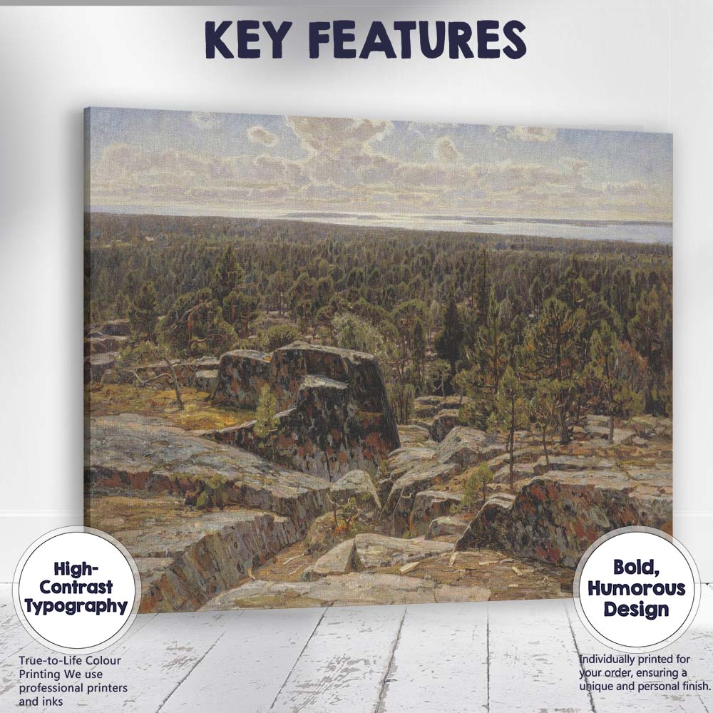 Scandinavian Rocky Forest Panorama Wilderness Landscape Canvas Wall Art Print Decor Picture Ready to Hang