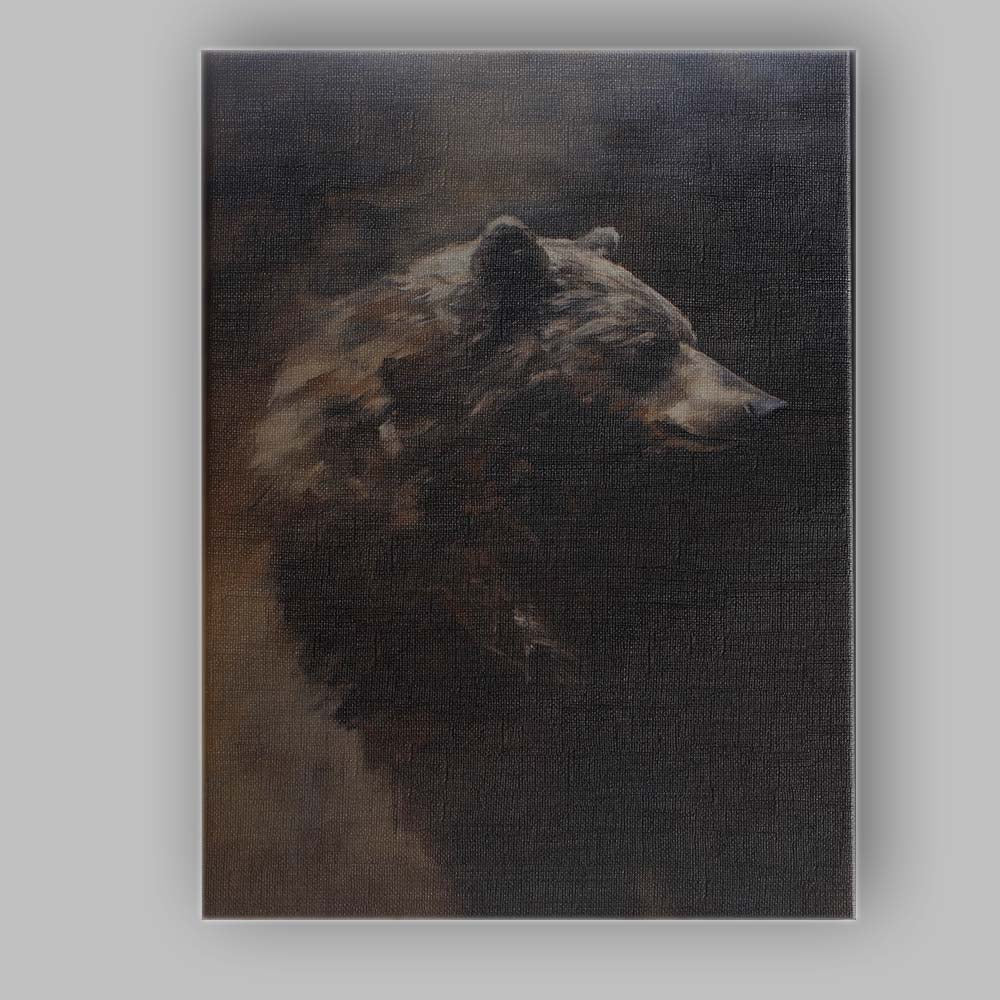 Dark Moody Brown Bear Wildlife Portrait Rustic Animal Canvas Wall Art Print Decor Picture Ready to Hang
