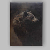 Dark Moody Brown Bear Wildlife Portrait Rustic Animal Canvas Wall Art Print Decor Picture Ready to Hang