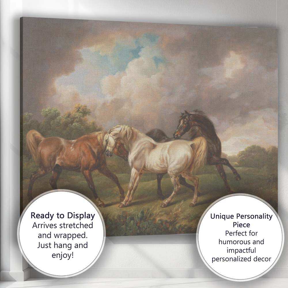 Elegant Running Horses Country Meadow Classical Animal Canvas Wall Art Print Decor Picture Ready to Hang