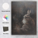 Dark Moody Hare Wildlife Portrait Contemporary Animal Canvas Wall Art Print Decor Picture Ready to Hang