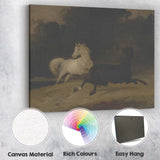 White Horse and Black Horse Stormy Night Landscape Canvas Wall Art Print Decor Picture Ready to Hang