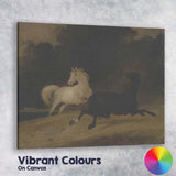 White Horse and Black Horse Stormy Night Landscape Canvas Wall Art Print Decor Picture Ready to Hang