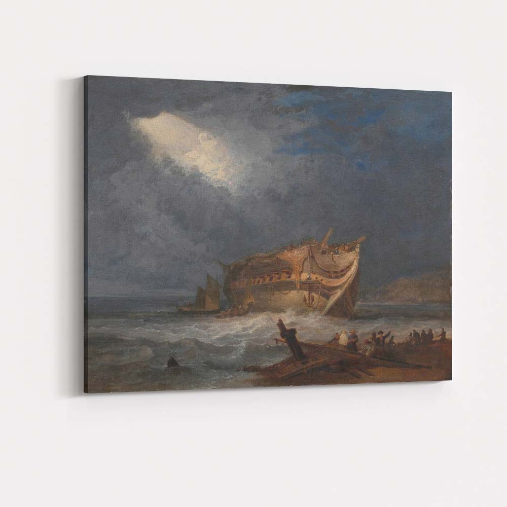 Moonlit Shipwreck Coastal Seascape Dramatic Maritime Canvas Wall Art Print Decor Picture Ready to Hang