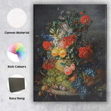Dutch Floral Arrangement with Grapes and Garden Blooms Canvas Wall Art Print Decor Picture Ready to Hang
