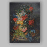 Dutch Floral Arrangement with Grapes and Garden Blooms Canvas Wall Art Print Decor Picture Ready to Hang